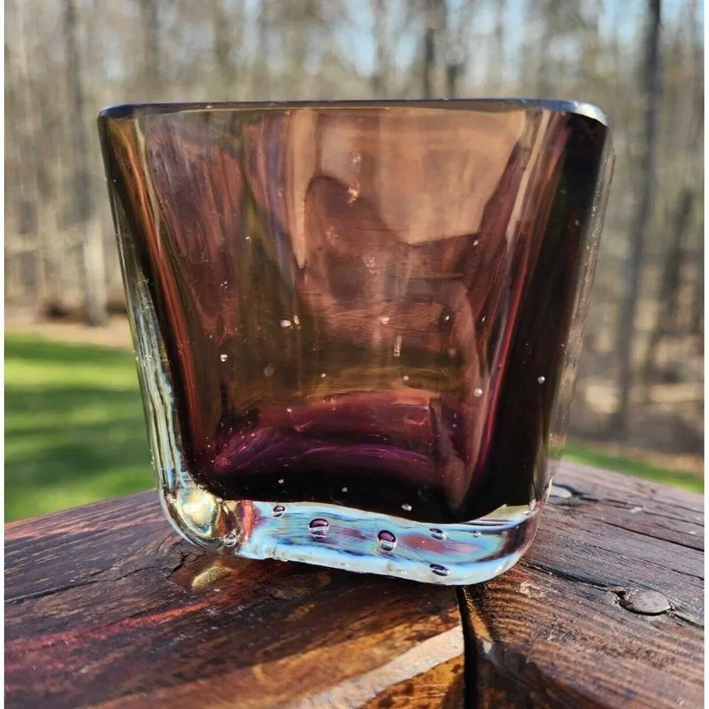 Carl Erickson Purple Sommerso Bullicante Glass Controlled Bubble Cigarette Vase